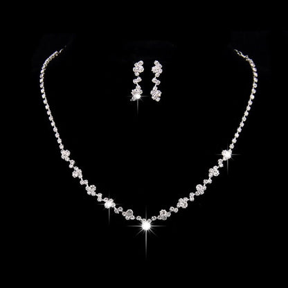 Zircon Stud Stainless Steel Necklace Jewelry Set