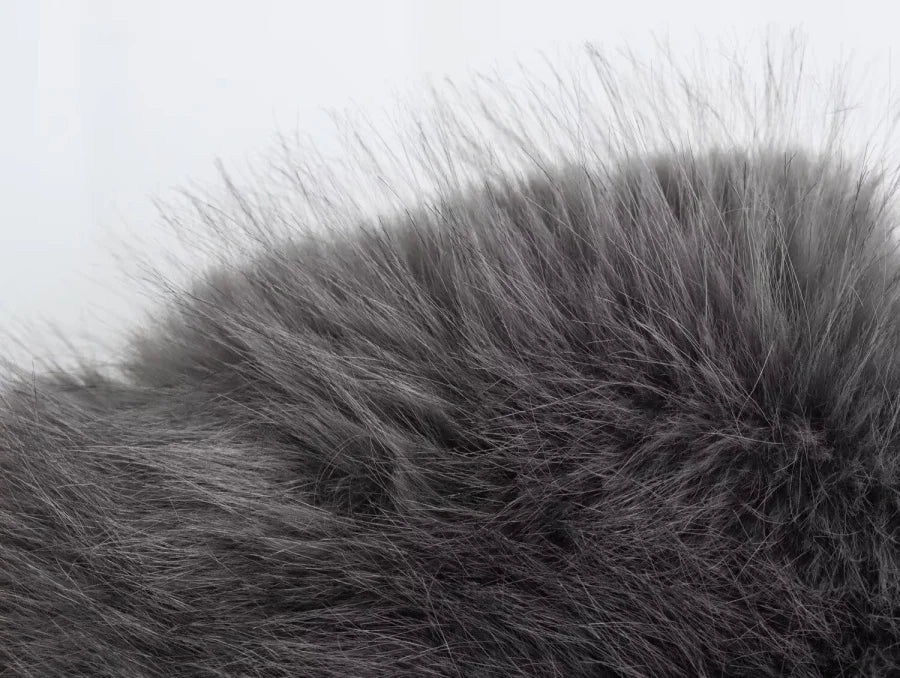 Faux fur Fall/Winter Effect Round Neck Long Sleeve Short Jacket