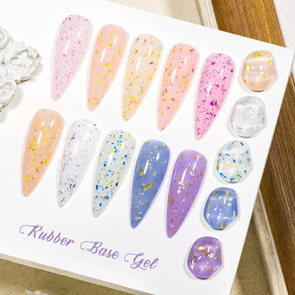 7ml Gold Foils Glitter Rubber Base Gel Nail Polish