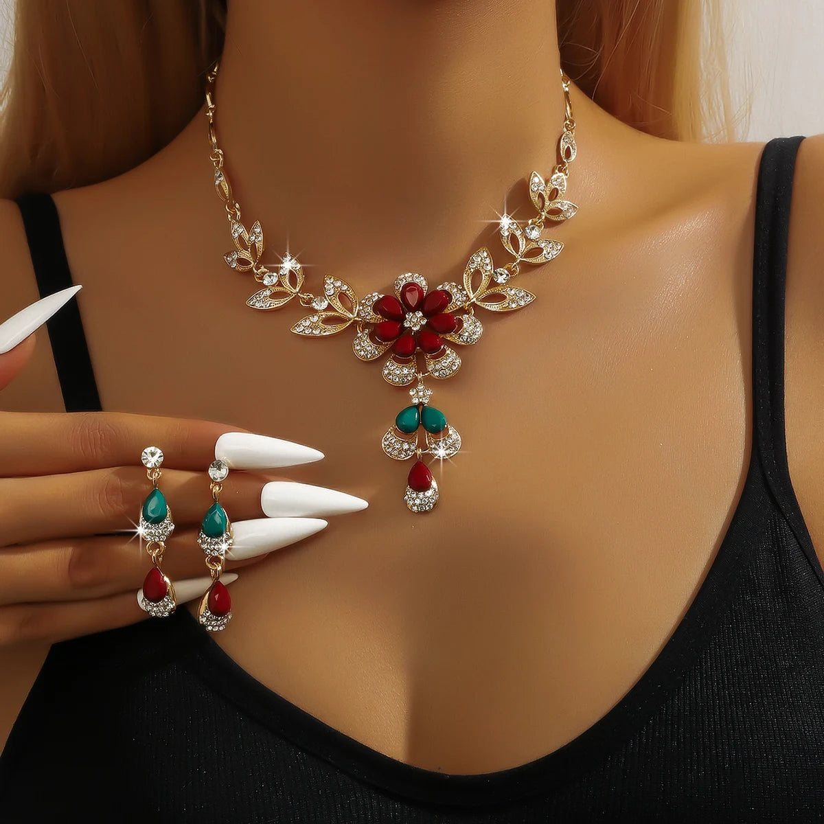 Flower Necklace Jewelry Set