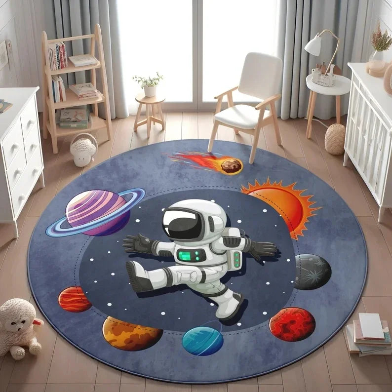 Planets Astronauts Playmat Round Rug  Living Room Decor Sofa Rug