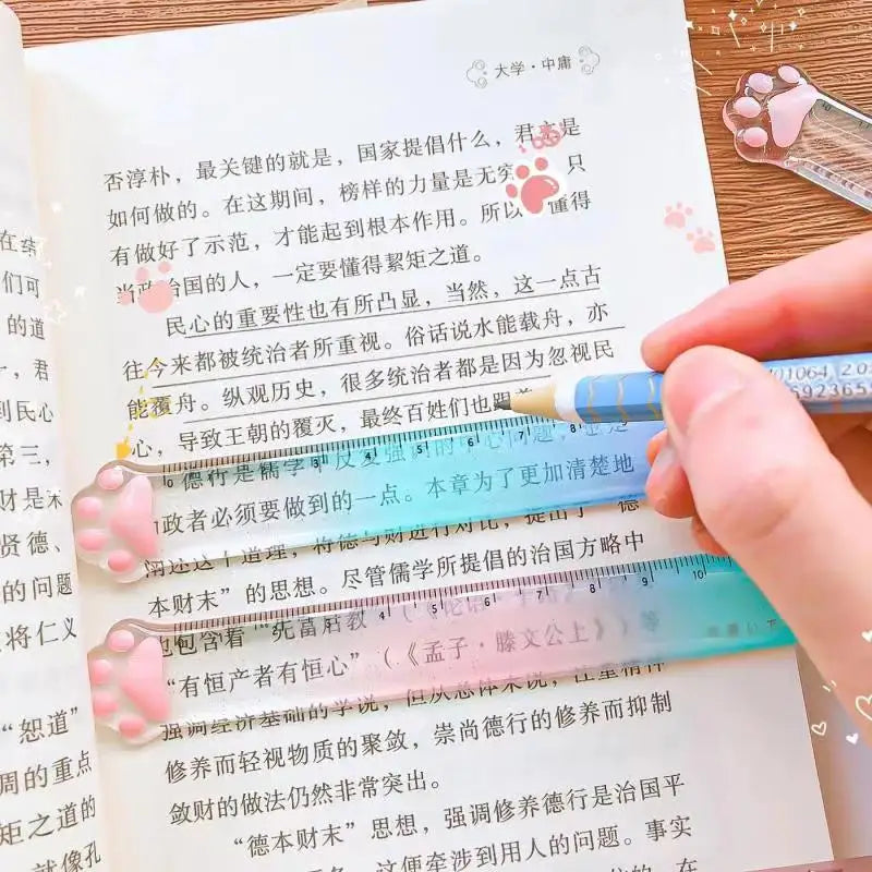 Cute Cat Paw Plastic Straight Rulers Kawaii School Drawing tools