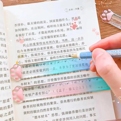 Cute Cat Paw Plastic Straight Rulers Kawaii School Drawing tools