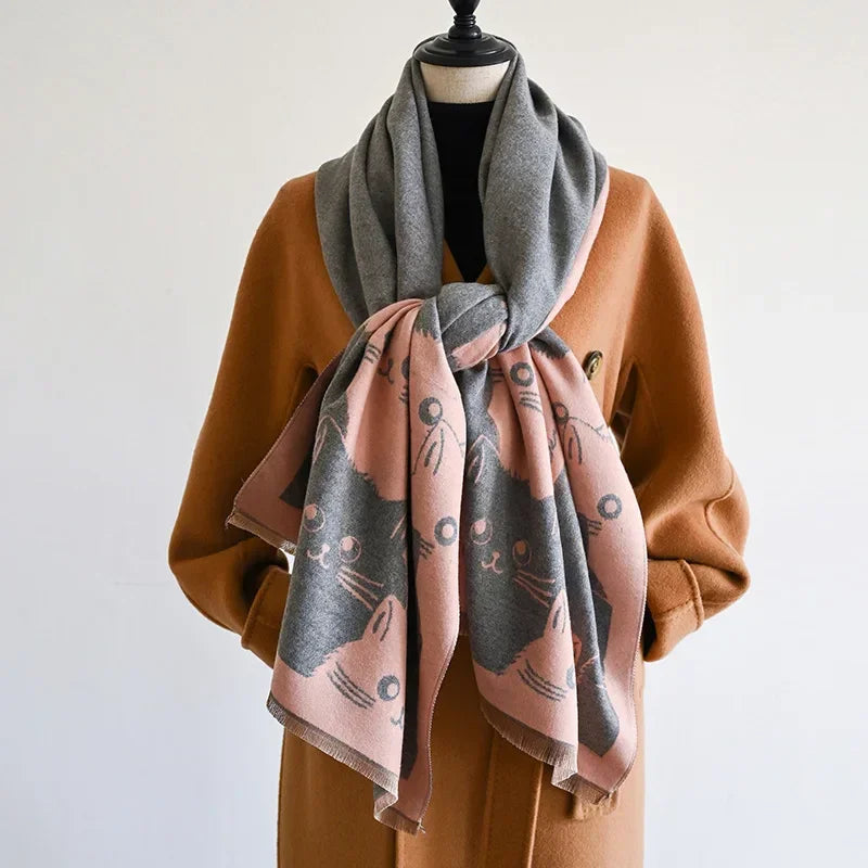 Cute Cat Cashmere Scarf