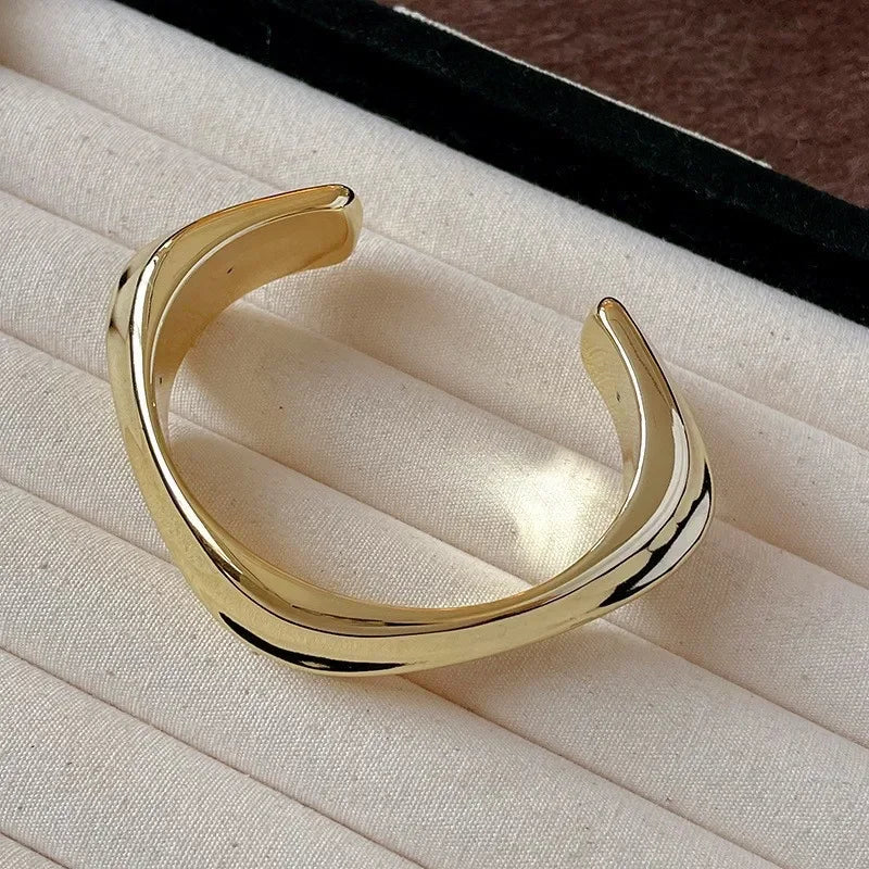 Geometric Glossy Opening Bangle Bracelets