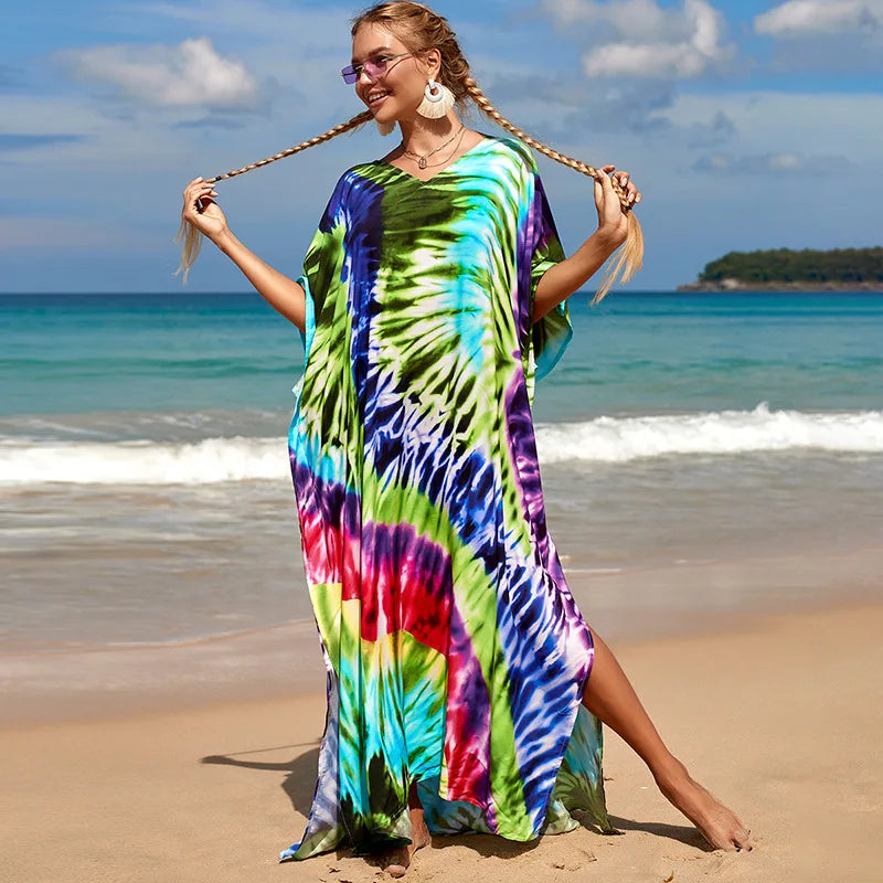 Swimsuit Kaftans Beach Cover Ups Colorful Outfits Dress