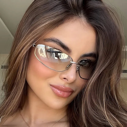 Oval Frameless High Quality Luxury Y2k Rimless Glasses