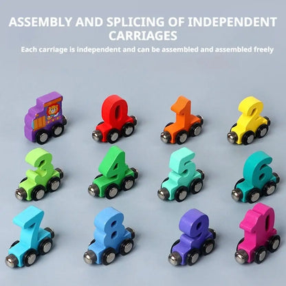 Wooden Magnetic Number Train Montessori Educational Toy For Toddlers