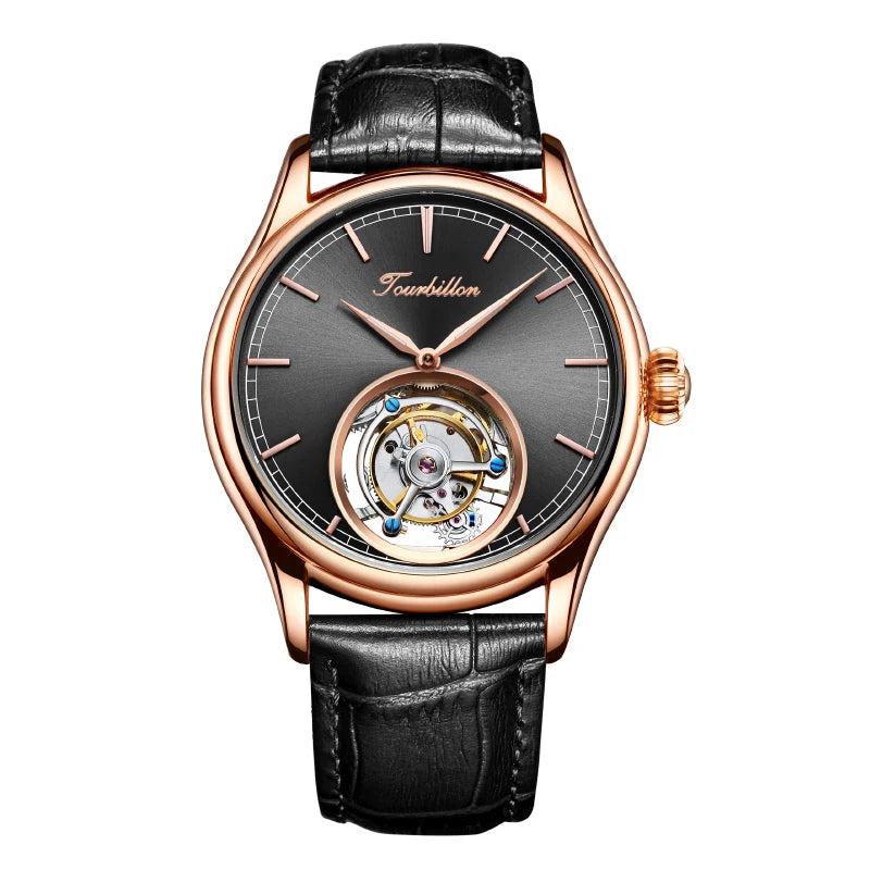 Real Tourbillon Mechanical Automatic Mechanical Sapphire Glass Stainless Steel Wristwatch