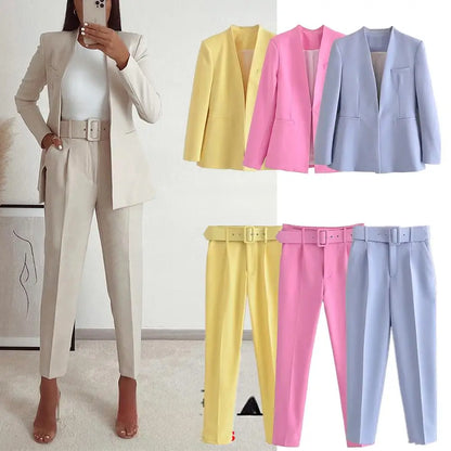 Long Sleeve Oversized Blazer+ Wide Leg Pants Sets