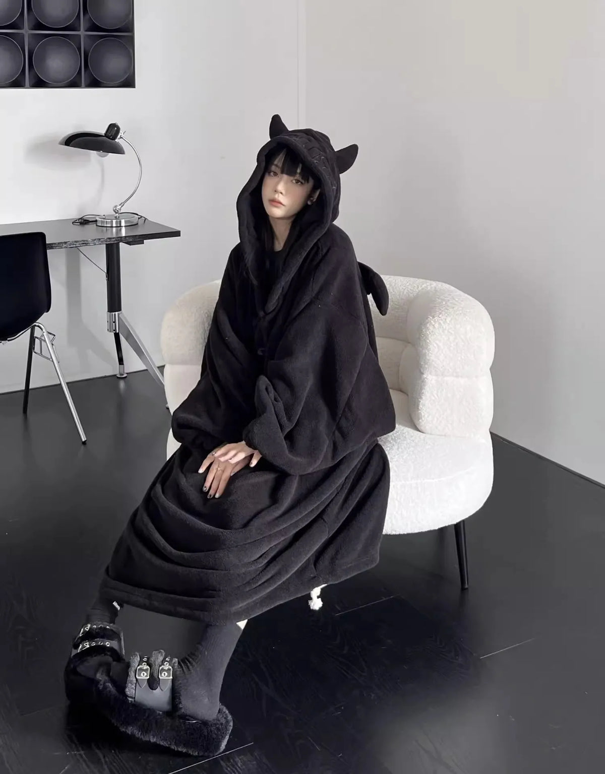 Thickened Padded Homewear Loose Oversized Hooded Dresses Pajamas