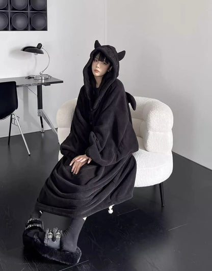 Thickened Padded Homewear Loose Oversized Hooded Dresses Pajamas