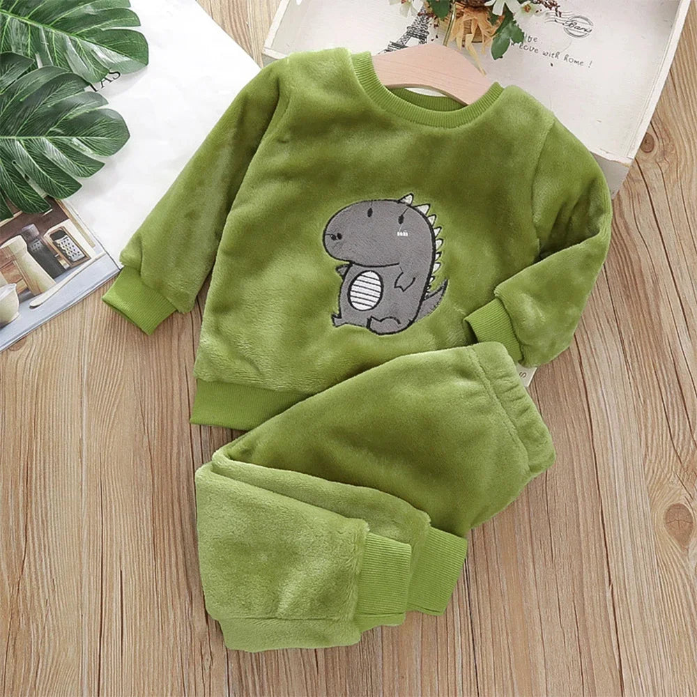 Bear Leader Coral Fleece Pajama Winter Plus Velvet Thick Flannel Sleepwear Set