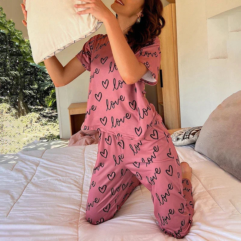 Cartoon Print Pajama Sleepwear Set