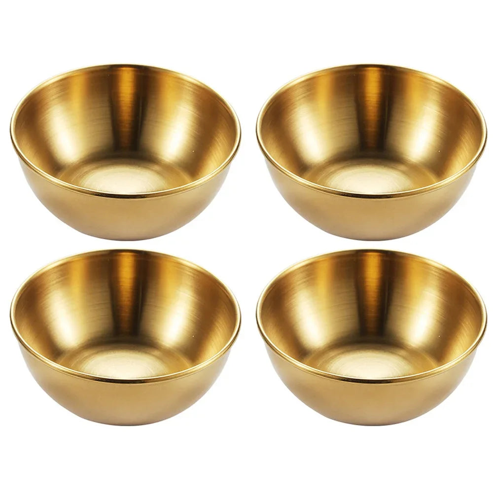 4pcs 2pcs Stainless Steel Golden Sauce Dishes Appetizer