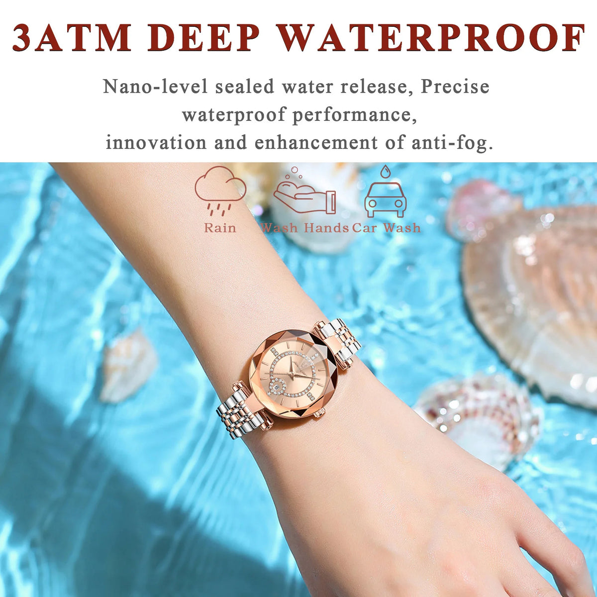 Luxury Waterproof Stainless Steel Date Wristwatch