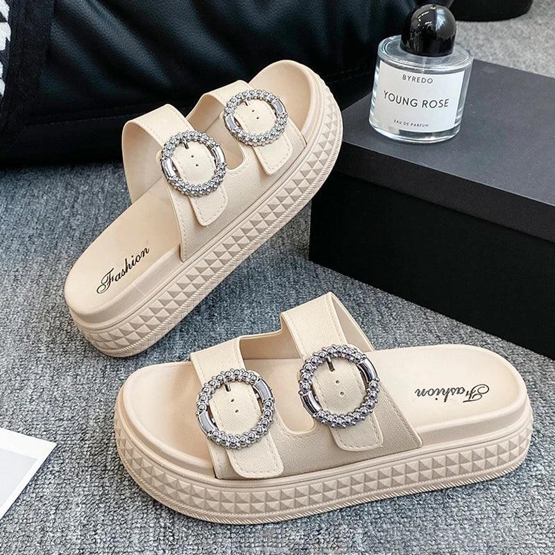 Thick Sole Adjustable Strap Slippers