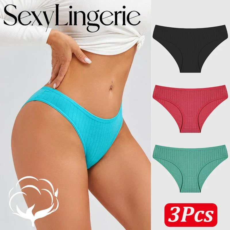 Seamless Cotton Sexy Low Rise Stripes Lingerie