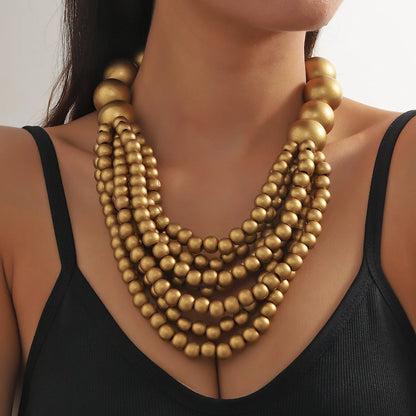 African Bohemian Wooden Bead Handmade Necklace