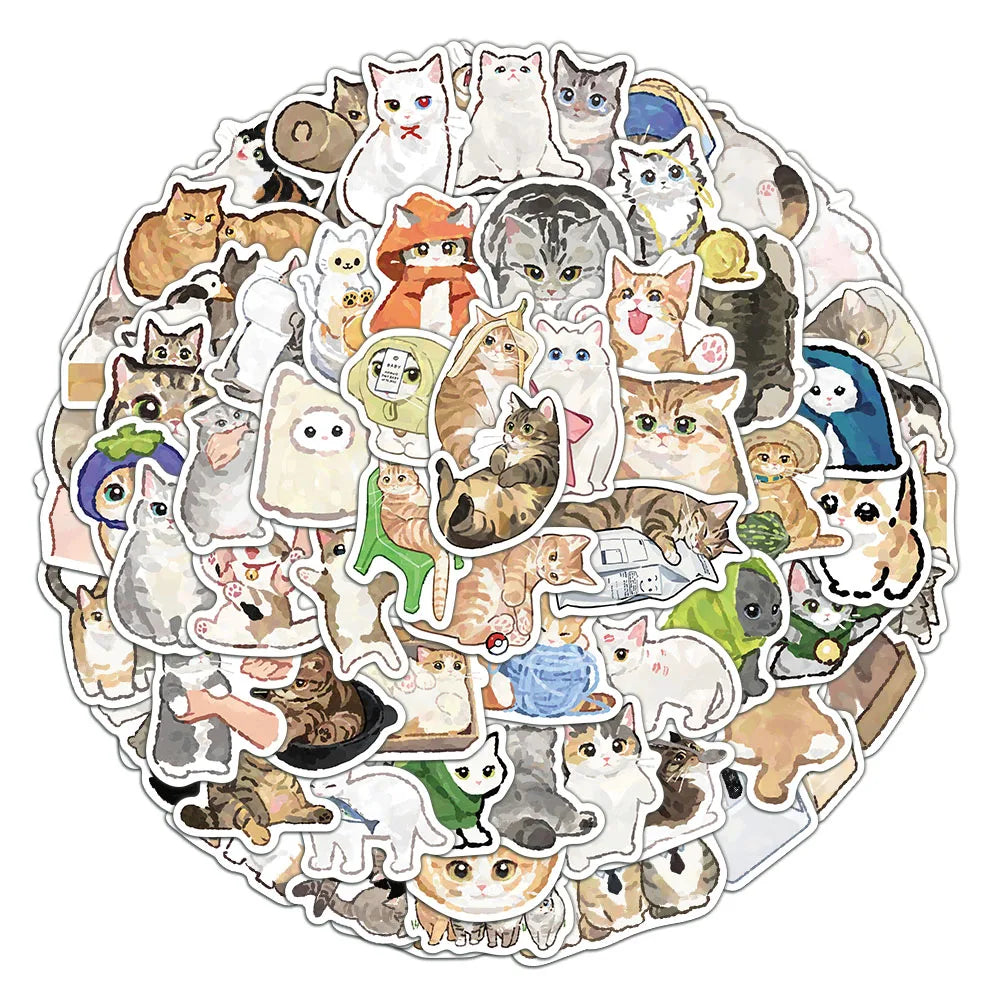 77PCS Cartoon Cat Stickers Exquisite Animal Waterproof Stickers