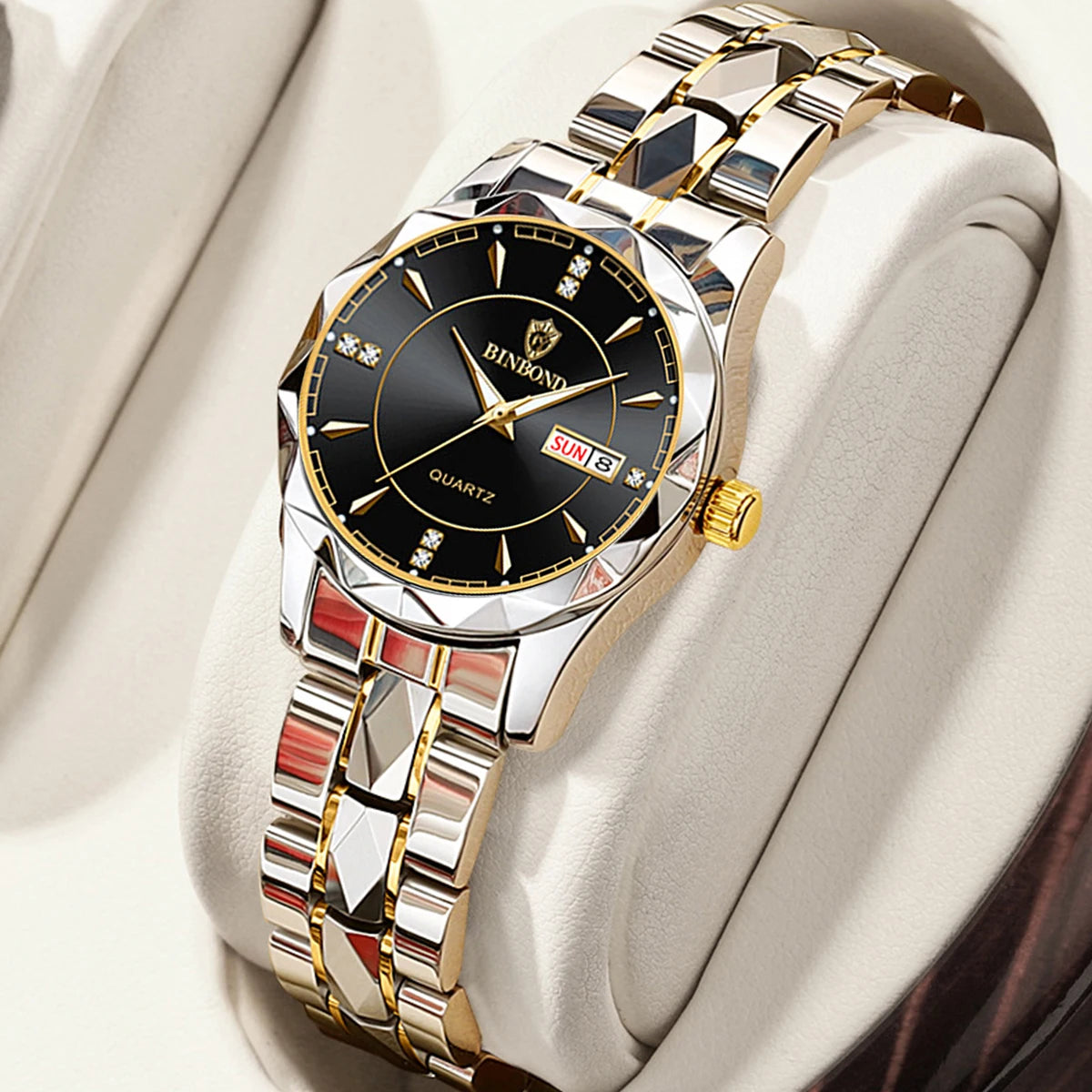 Luxury Ladies Quartz Waterproof Luminous Date Stainless Stain Wristwatch
