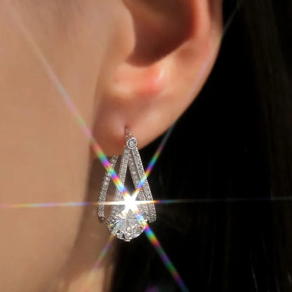 925 Sterling Silver Hoop Crystal Earrings