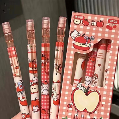 4Pcs 0.5mm Mechanical Pencils with Eraser Smooth Writing Erasable Stationery