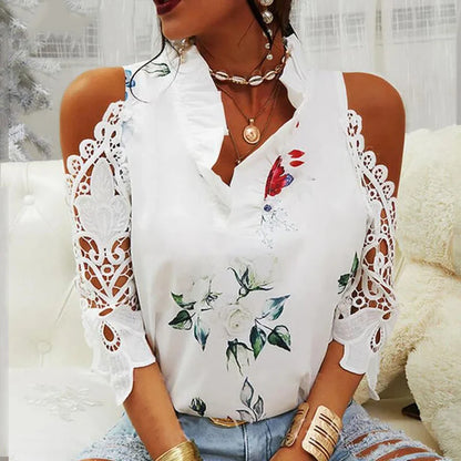 Sexy Flower Elegant Short Sleeve Shirt
