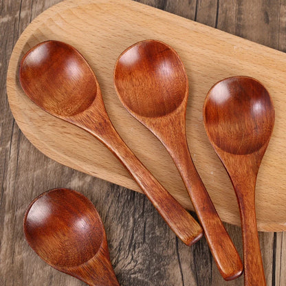10/1Pcs Wooden Spoon Long Hand Soup Scoops Kitchen