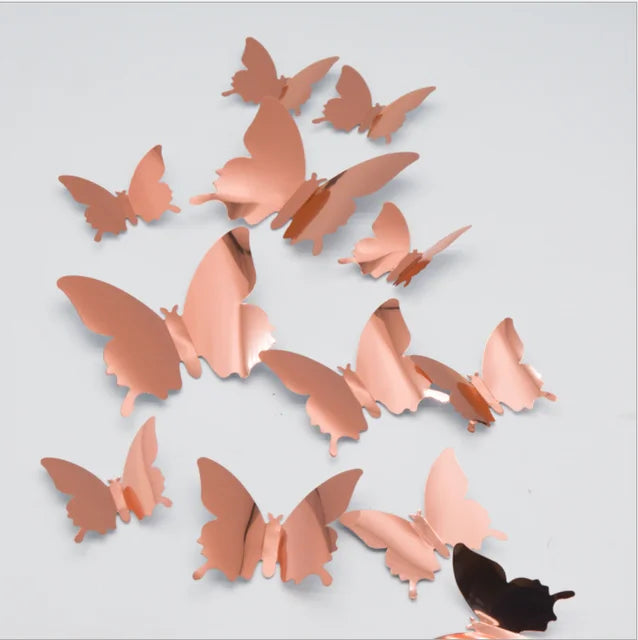 12pcs 3D Butterfly Mirror Wall Crystal Sticker