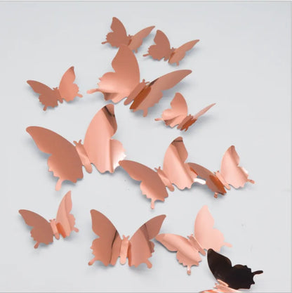 12pcs 3D Butterfly Mirror Wall Crystal Sticker