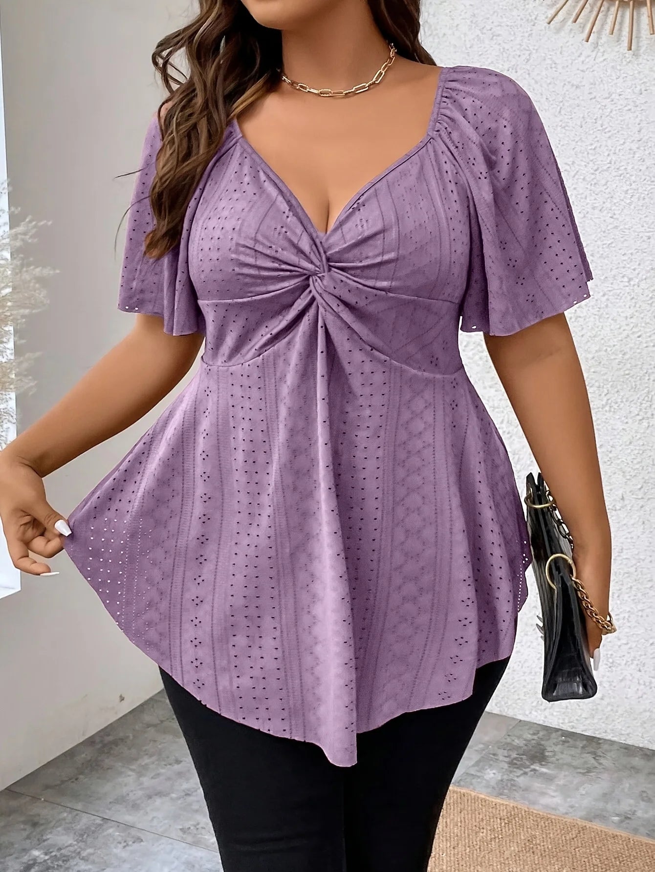 Plus Size Elegant Curve Loose T Shirt