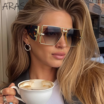 Steampunk Rectangle Metal Frame Sun Glasses