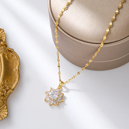 Light Zircon Crystal Stainless Steel Necklaces