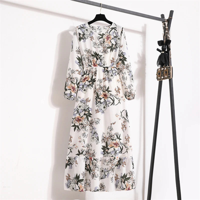 Maxi Casual Full Sleeve Floral Printed Dress