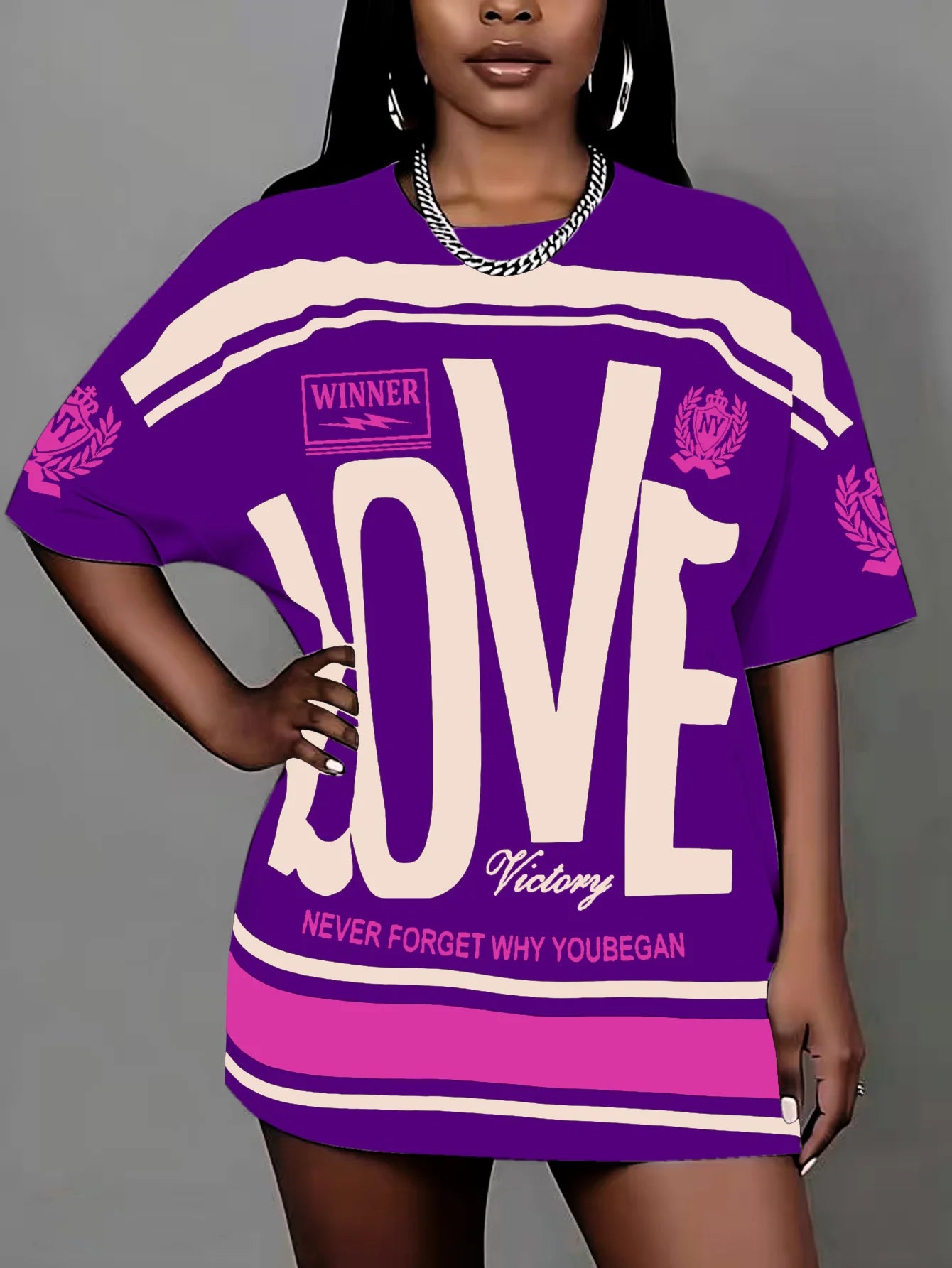 Plus size letter print T-shirt pullover