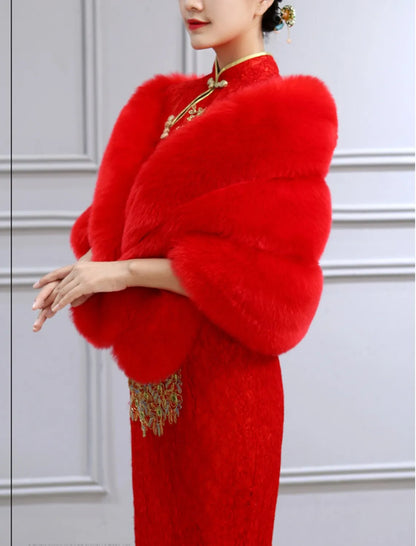 Faux Fur Soft Thick Bridal Wrap Shawl