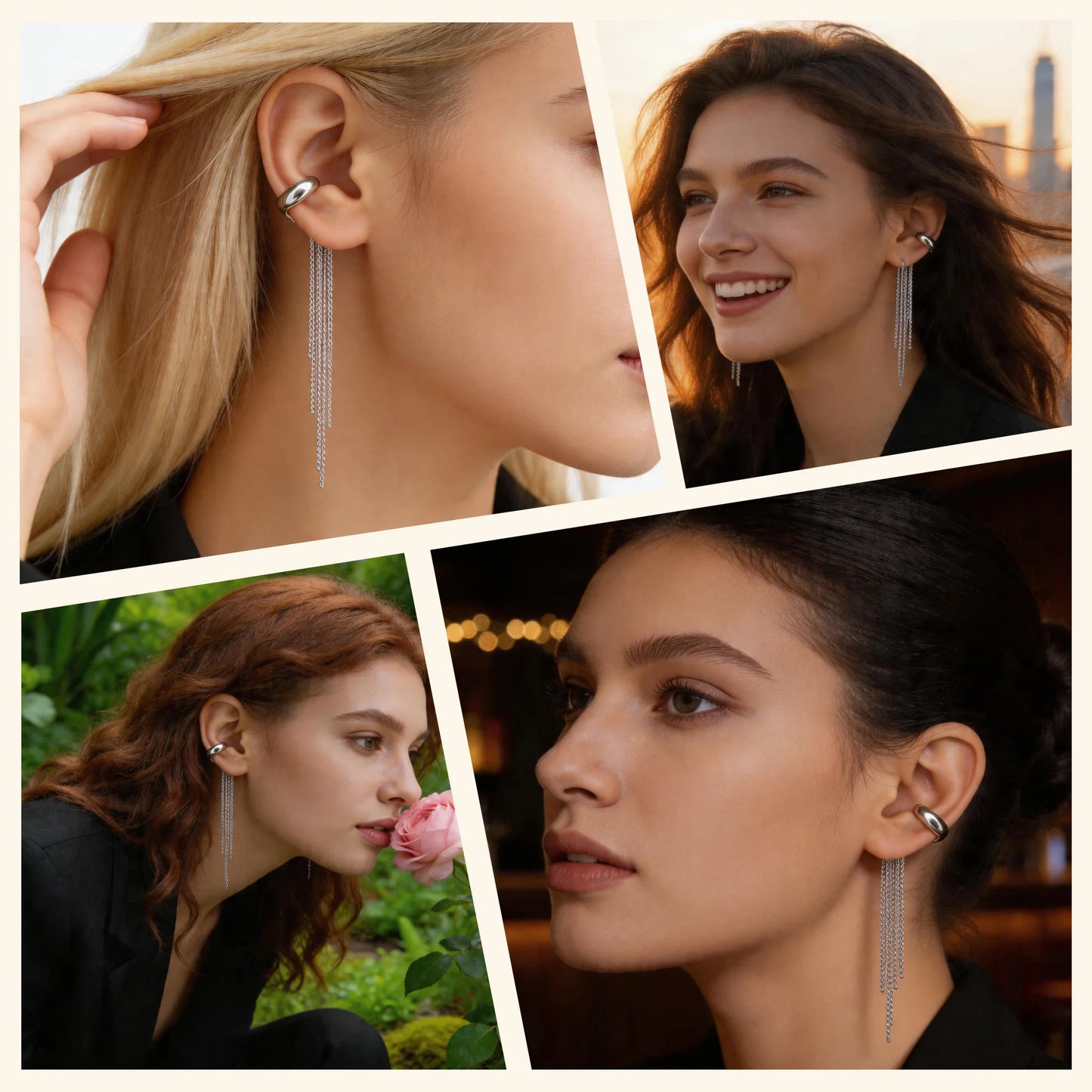 Ear Cuff Long Tassel Drop Earrings