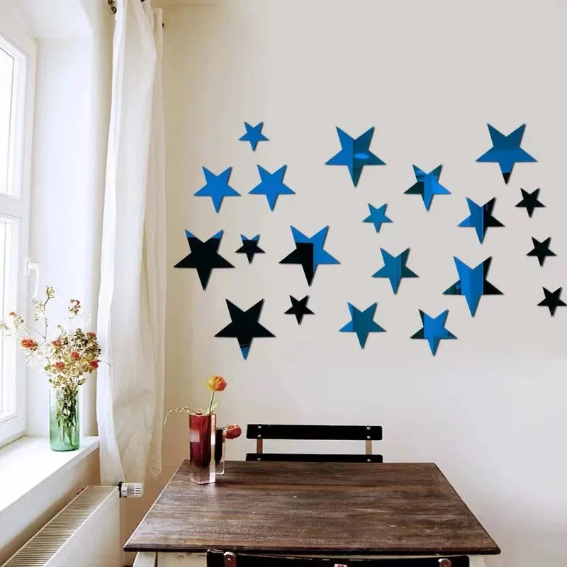 20/42pcs Acrylic Star Mirror Wall Stickers