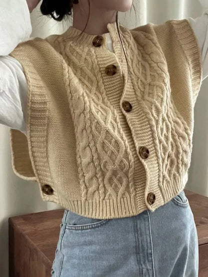 Cable Knit Sweater Vest Cardigan Cozy Button Up Sleeveless Casual Outfit