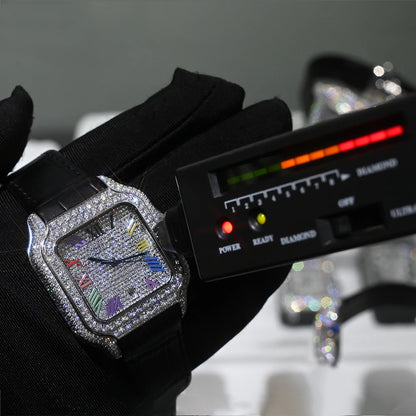 Leather Hip Hop Iced Out Jewellry Watch