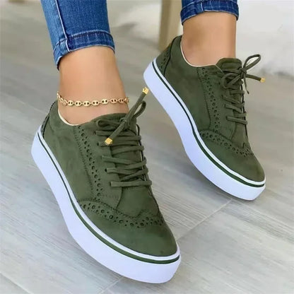 Low-top Vulcanized Round Toe Casual Flat Lace-up Walking Shoes
