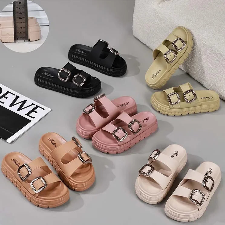 Thick Sole Adjustable Strap Slippers