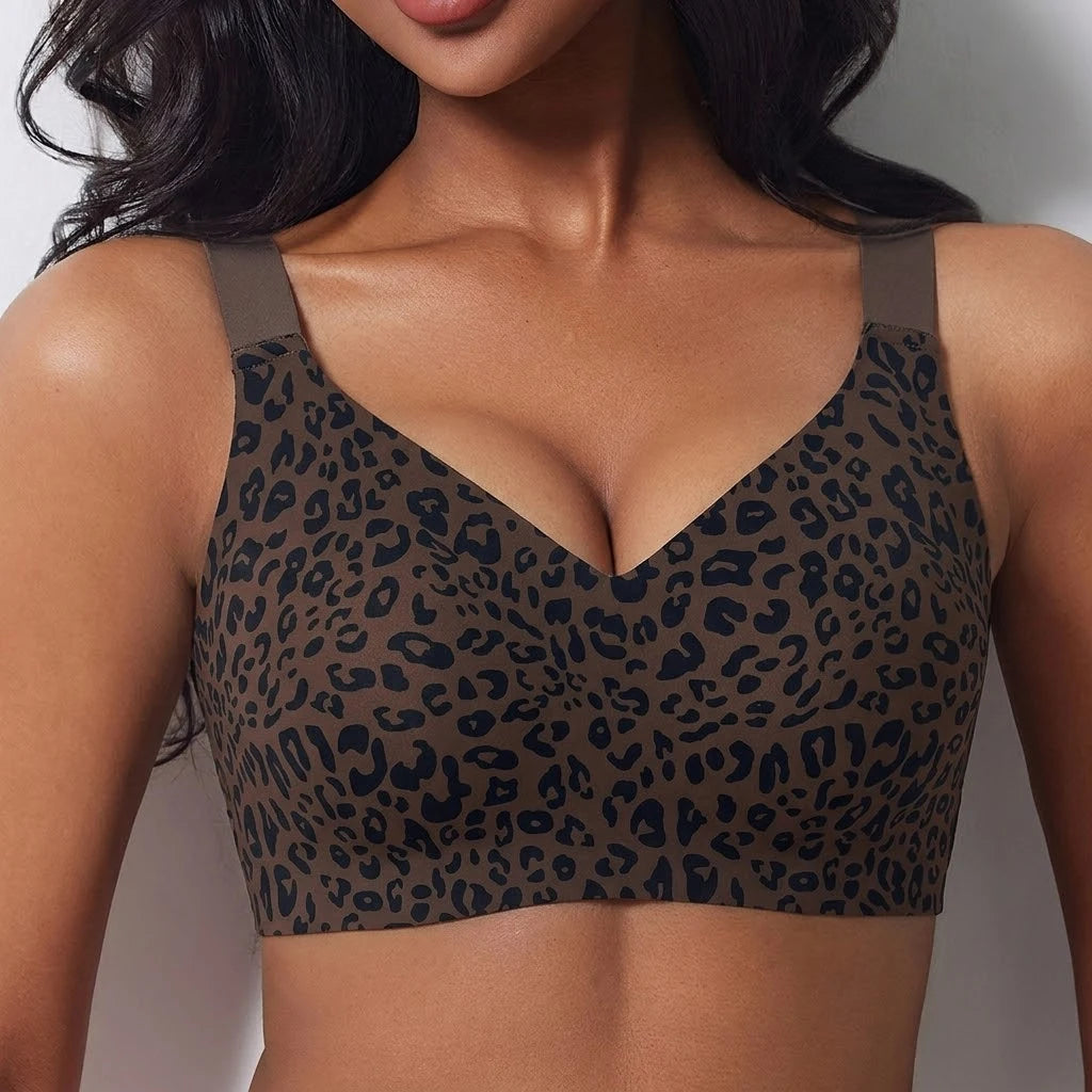 Leopard Jelly Bras No Underwire Push Up Wireless  Lift Plus Size Bras