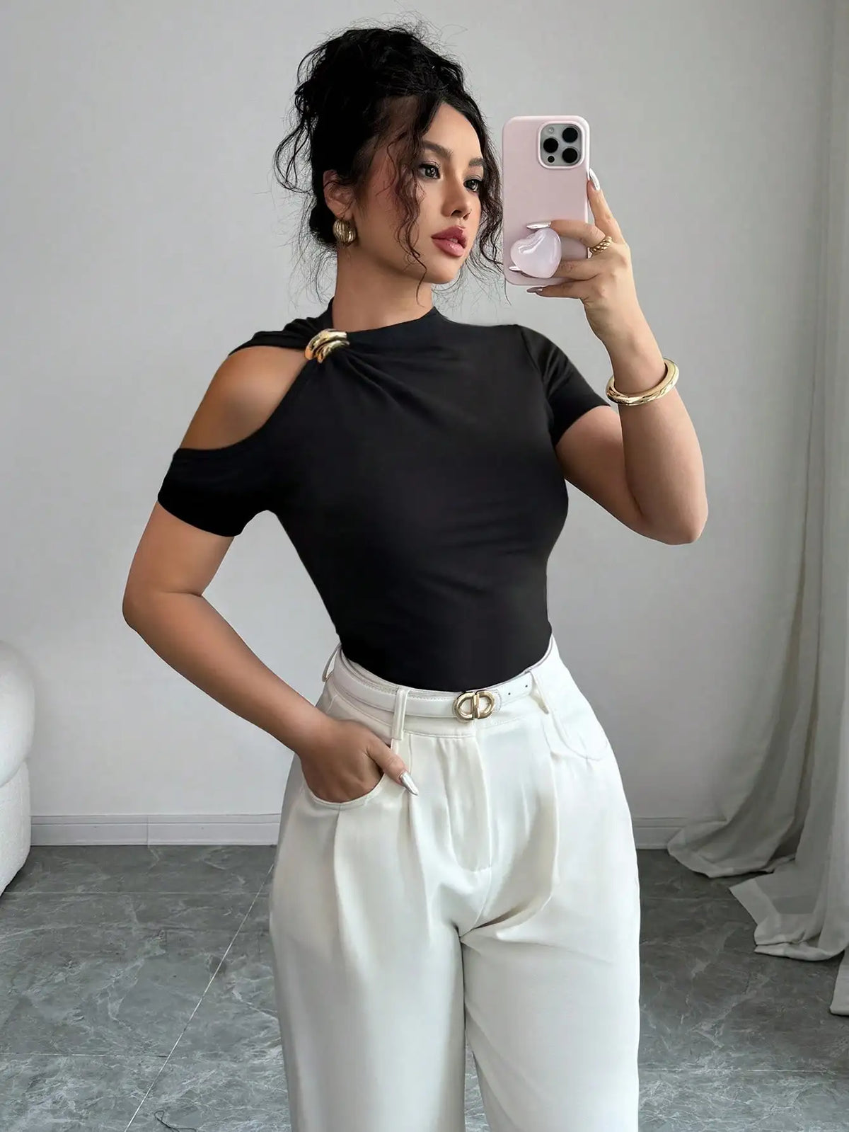 Elegant and Versatile Off-Shoulder T-Shirt