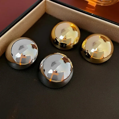 Smooth Round Big Ball Metal Stud Earrings