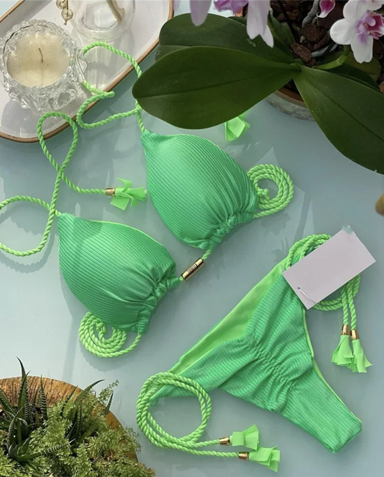 Bikini Backless Rope Triangle Swimsuit