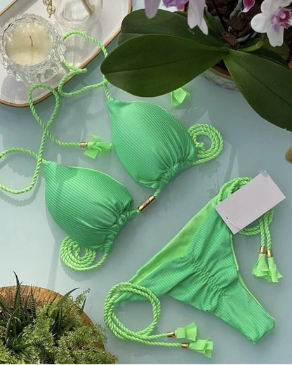 Backless Rope Triangle Swimsuit Bikini