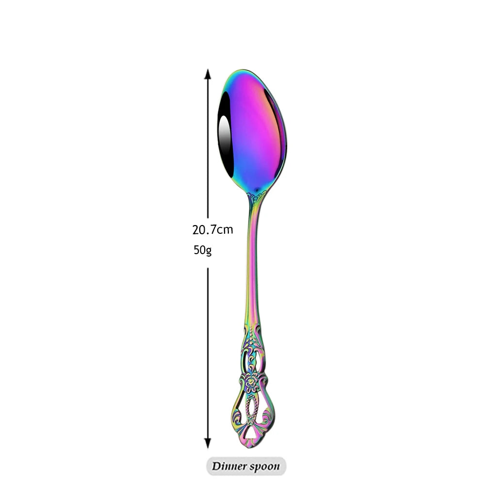 Stainless Steel Cutlery Knife Tea Fork Ice Cream Spoon Tableware Set