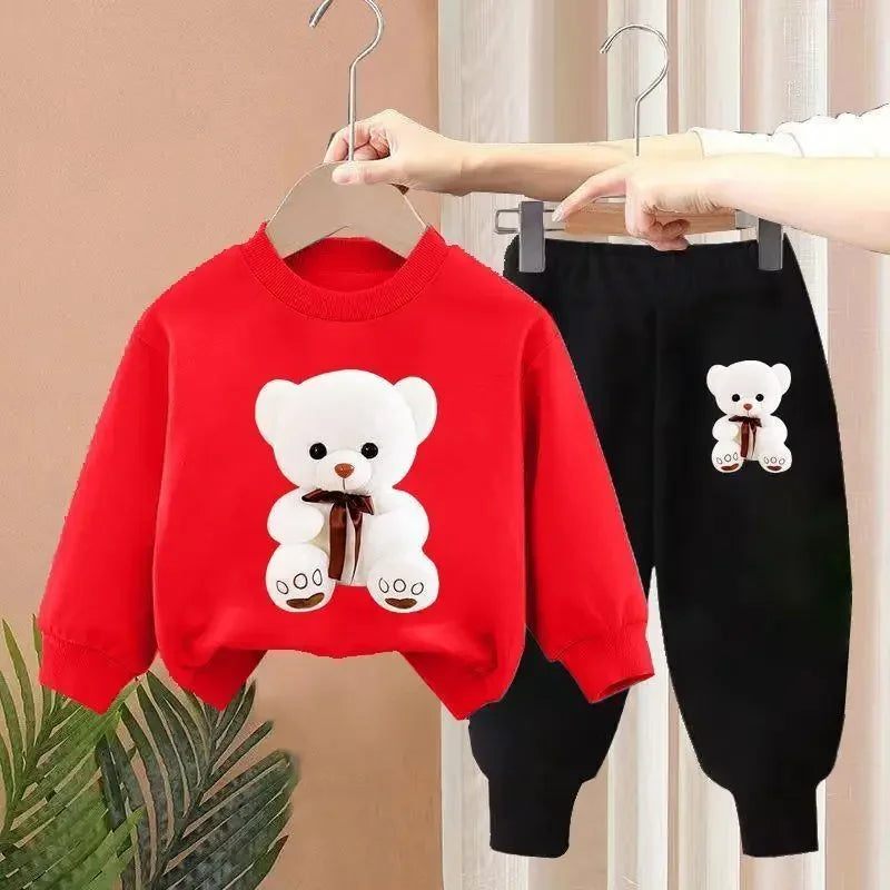 Autumn Winter Polo Sweatshirt+Pants Sport Suits Set